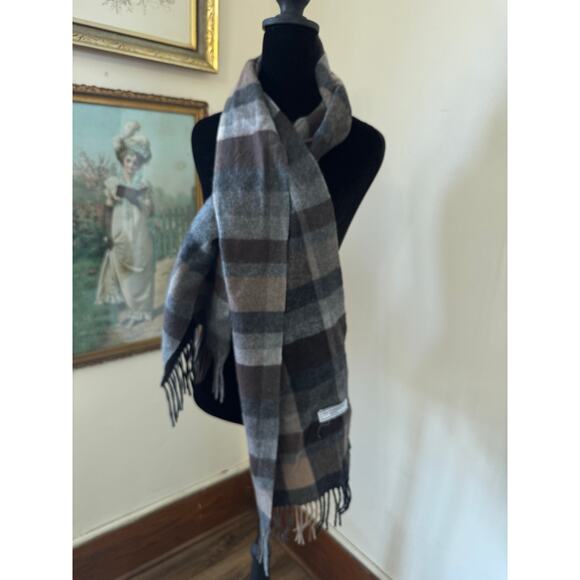 Via Condotti Accessories - Via Condotti Roma Made in Italy Brown Plaid Fringe Scarf